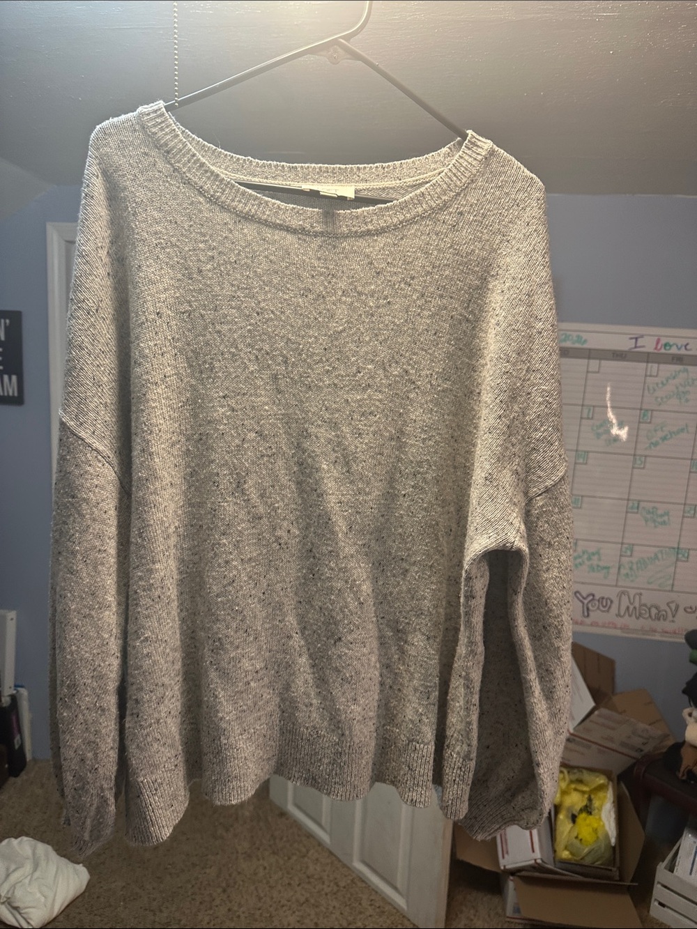 LOFT Women's Light Gray Crew Neck Sweater